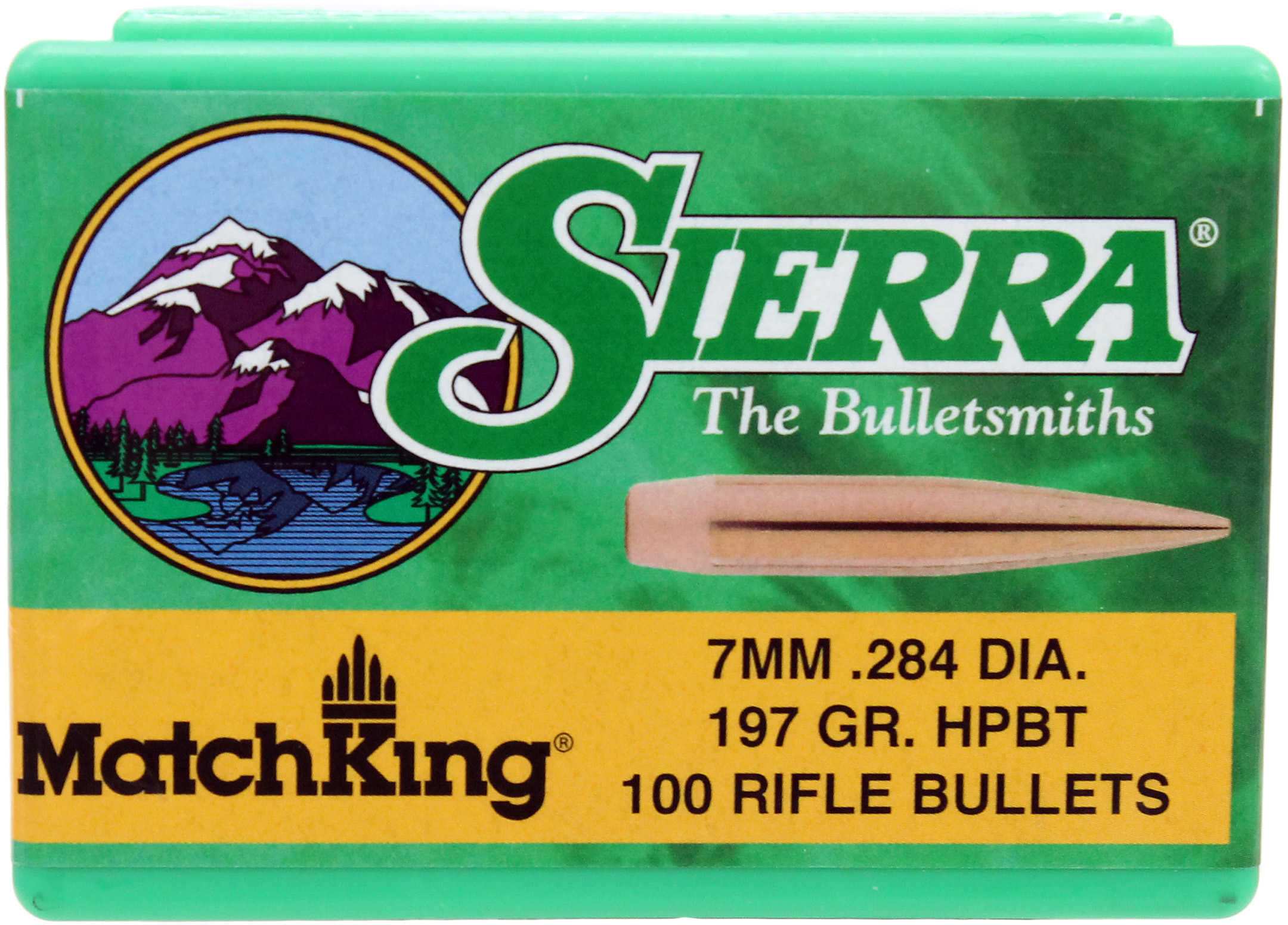 Sierra 1997 MatchKing 7mm .284 197 GR Hollow Point Boat Tail (HPBT) 100 Box
