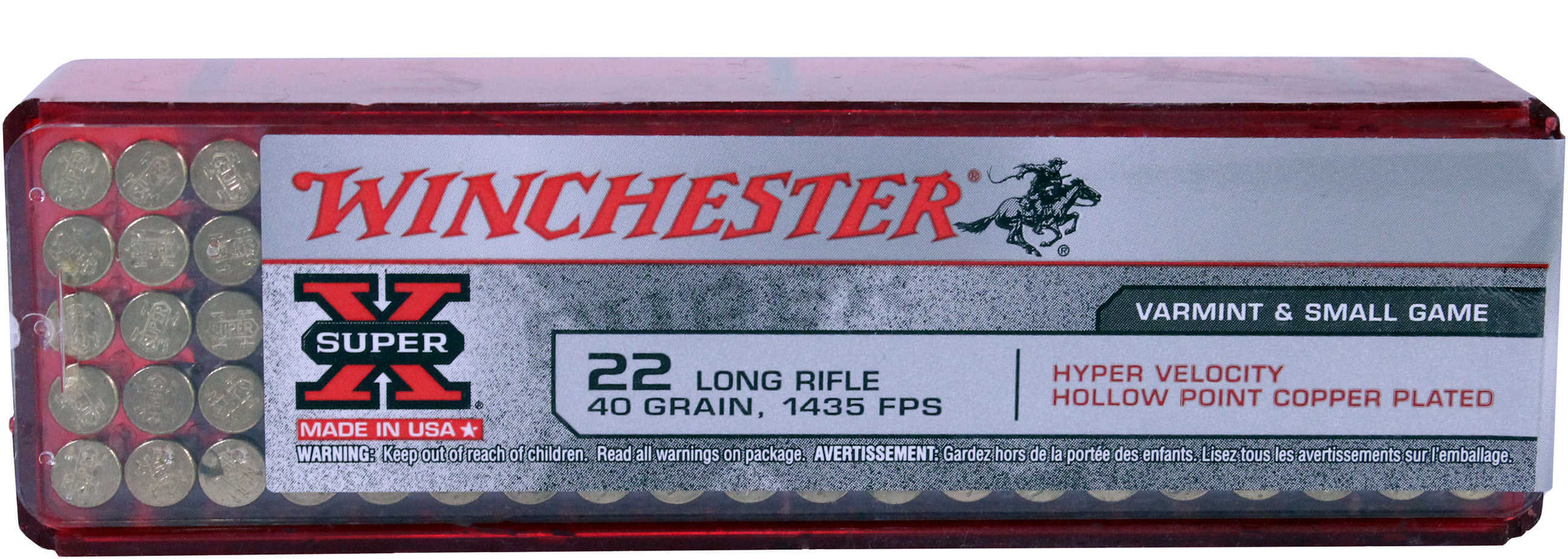 Winchester Hyper Speed Rimfire Ammo 22 LR 40 gr. Plated Lead HP 100 rd. Model: XHV22LR