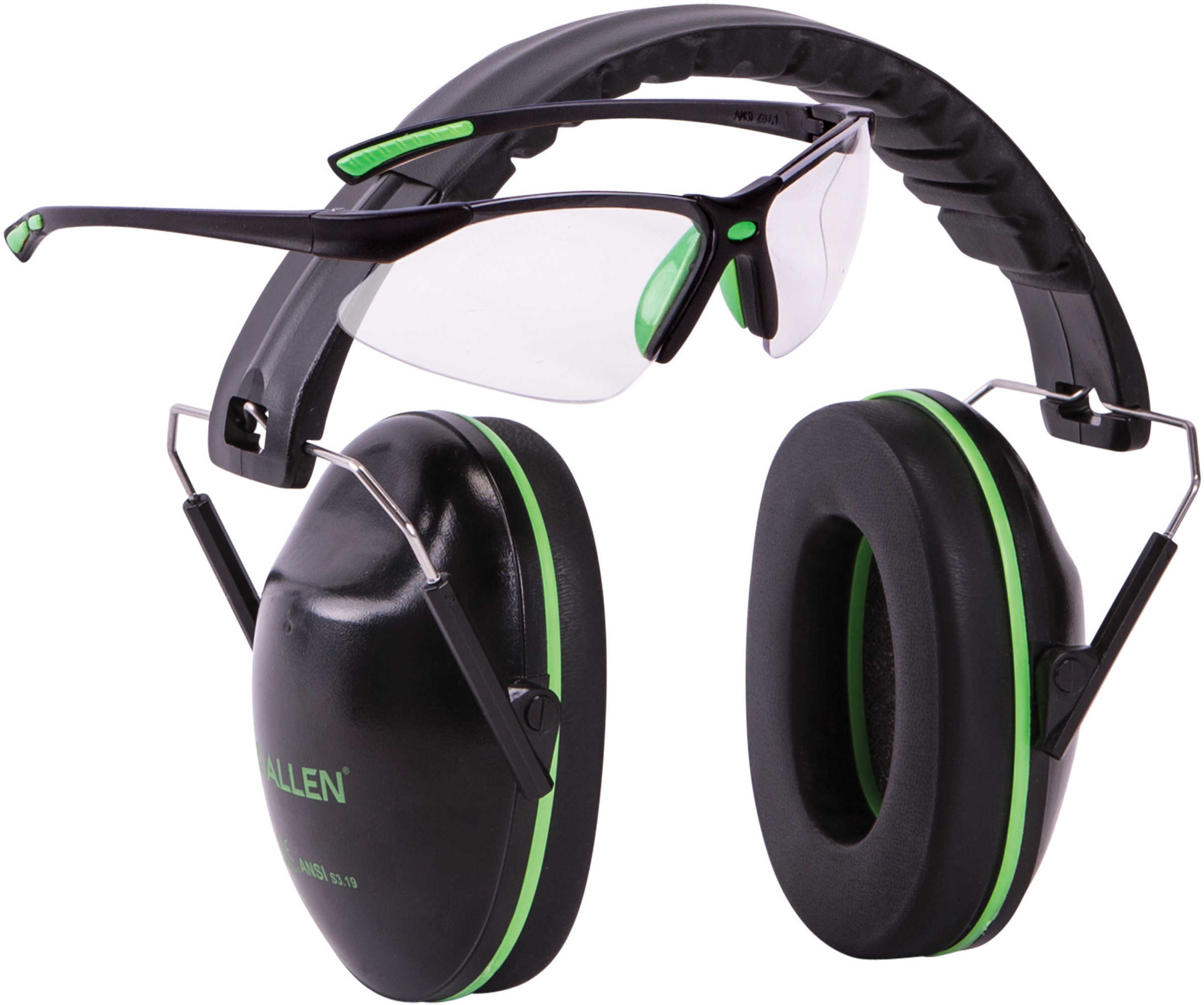Allen 2325 Gamma Junior Ear & Eye Protection Combo 23 Db Over The Head Black/Chartreuse Youth