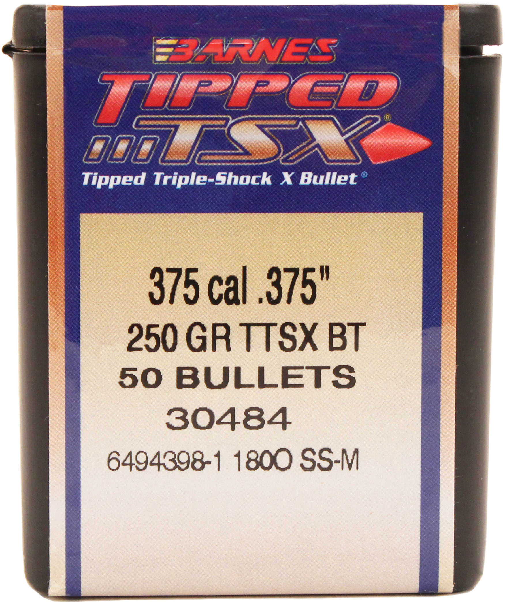 Barnes Tipped Triple-Shock X Bullets 375 Caliber .375" 250 Grains Boat Tail (Per 50) Md: 37542