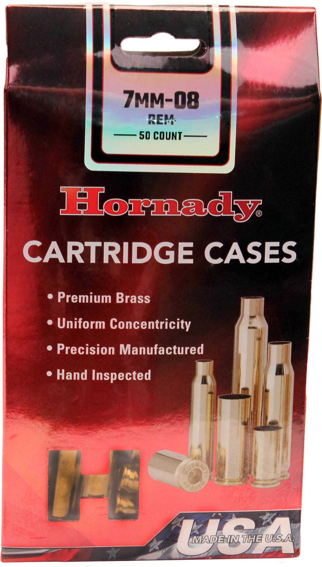 Hornady Unprimed Brass Rifle Cartridge Cases 7mm-08 Rem 50/ct