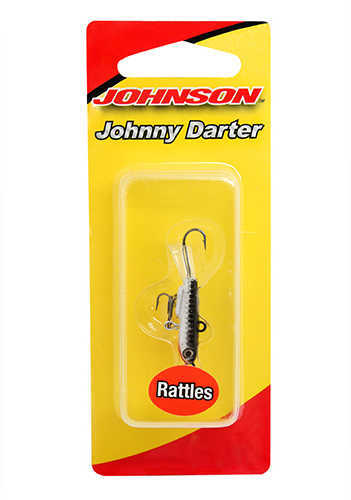 Johnson Johnny Darter Hard Bait Lure 1 3/16" Length, 3/8 oz, 2 Number 10 Hooks, Vhrome/Black, Per 1 Md: 1428644