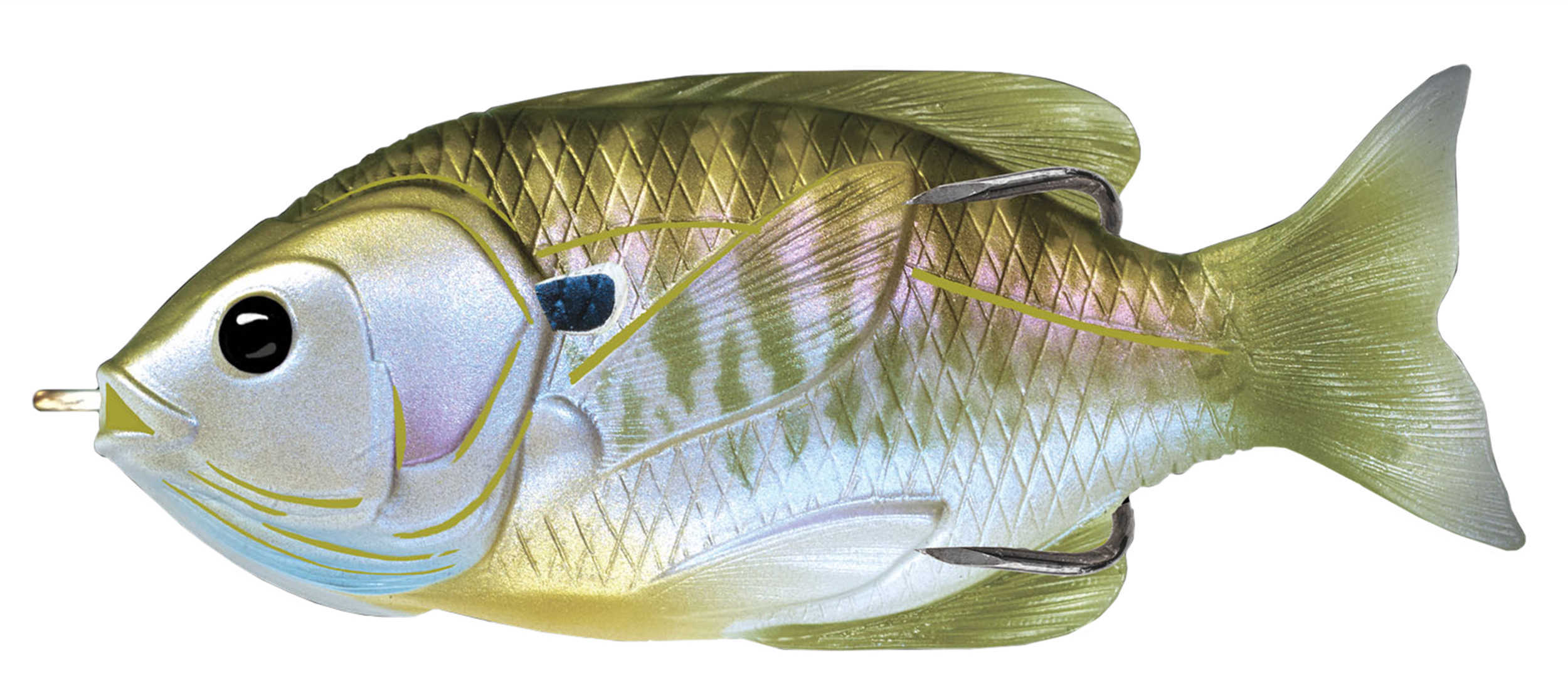 LiveTarget Lures Sunfish Hollow Body Freshwater, 4" Length, 3/4 oz, Topwater Depth, Natural Olive Bluegill, Per 1 Md: SF
