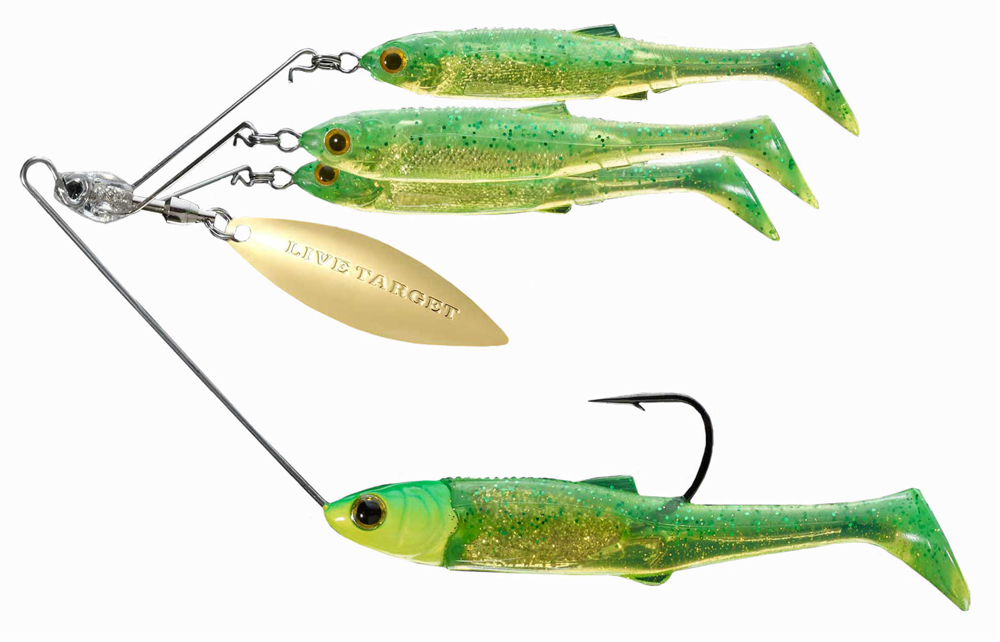 LiveTarget Lures Baitball Spinner Rig Freshwater, Small, 1'-15' Depth, 3/8 oz Weight, Lime Chartreuse/Gold, Per 1 Md: MN