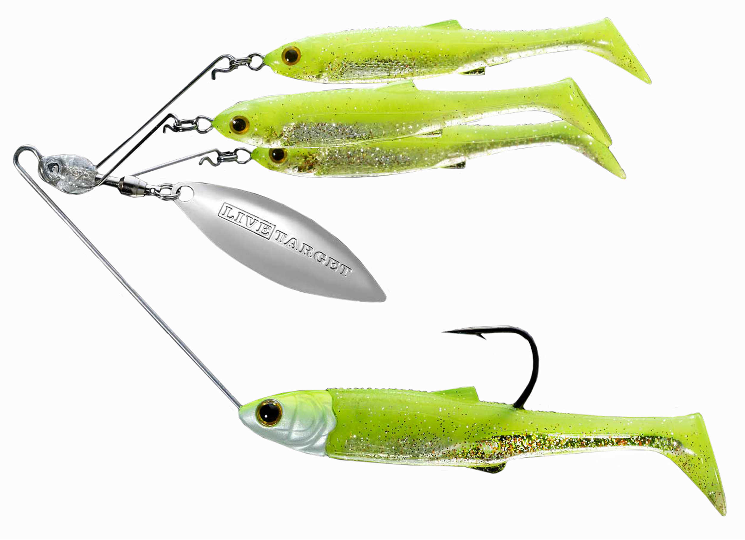 LiveTarget Lures Baitball Spinner Rig Freshwater, Small, 1'-15' Depth, 3/8 oz Weight, Chartreuse/Silver, Per 1 Md: MNSR1