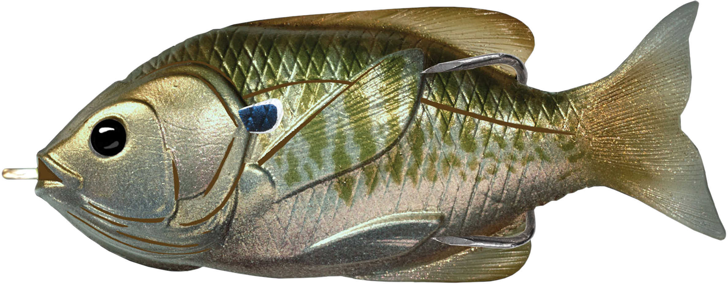 LiveTarget Lures Sunfish Hollow Body Freshwater, 4" Length, 3/4 oz, Topwater Depth, Olive/Metallic Bluegill, Per 1 Md: S