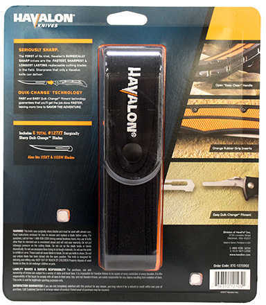 Havalon Baracuta Edge Folding Knife Liner Lock 5" Stainless Steel Blade Black Polymer Handle with Orange Rubber Grip Ins