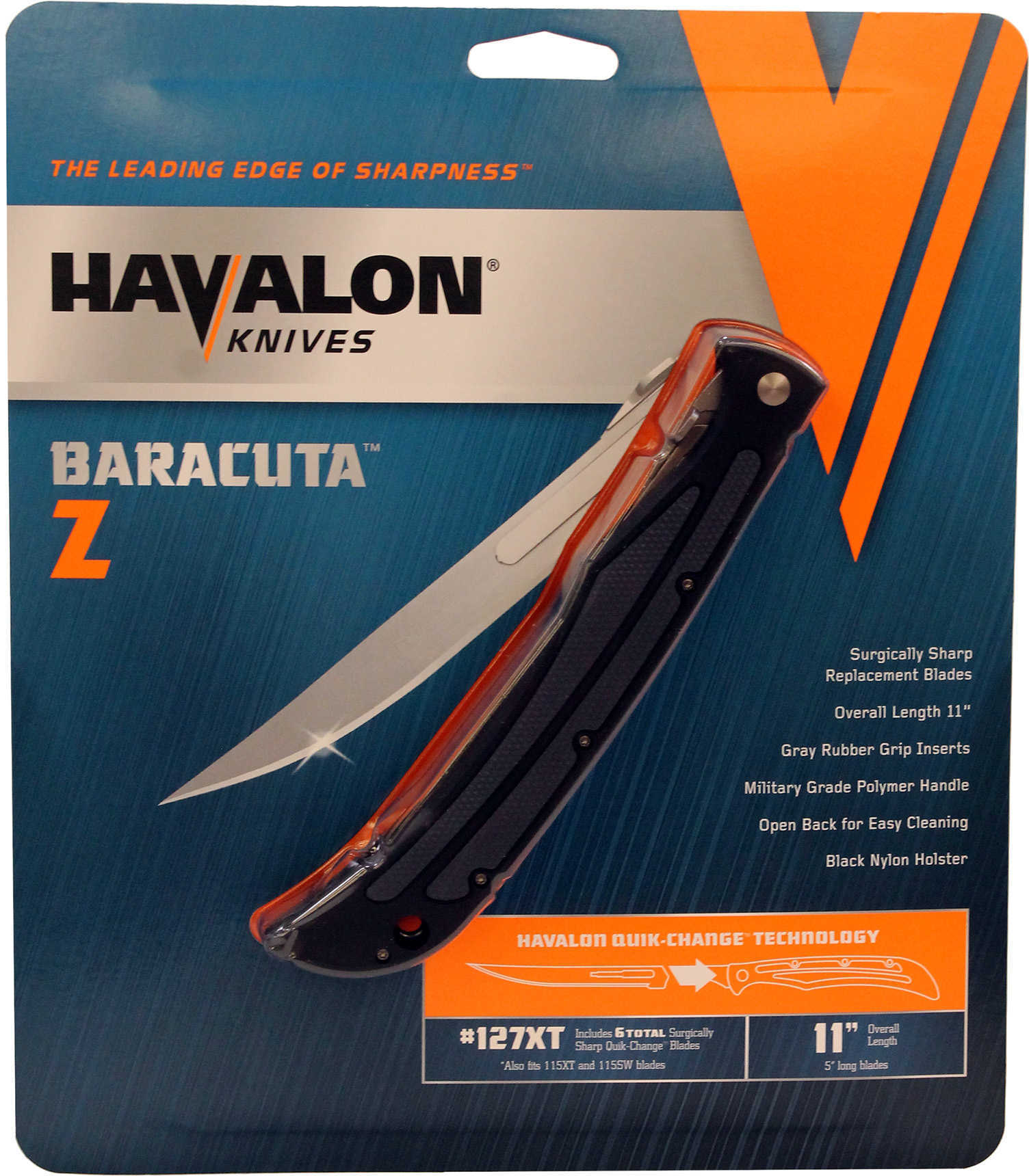 Havalon Baracuta Z Folding Knife Liner Lock 5" Stainless Steel Blade Black Polymer Handle with Gray Rubber Grip Inserts