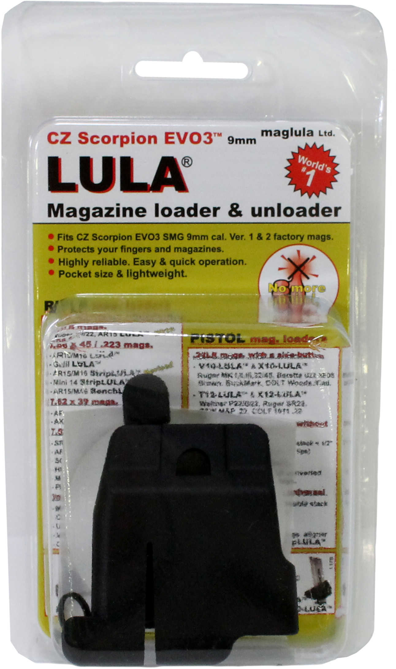 maglula Lu17B Loader/Unloader 9mm Luger CZ Scorpion Evo 3 S1 Polymer Black Finish