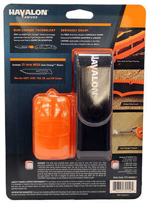 Havalon Piranta Bolt Folding Knife Liner Lock 2.75" Stainless Steel Blade Blaze Orange ABS Polymer Handle with Black Rub
