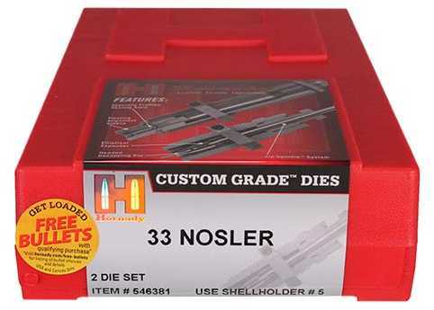 Hornady 546381 Custom Grade Series IV 33 Nosler 2-Die Set Sizing/Seater Dies