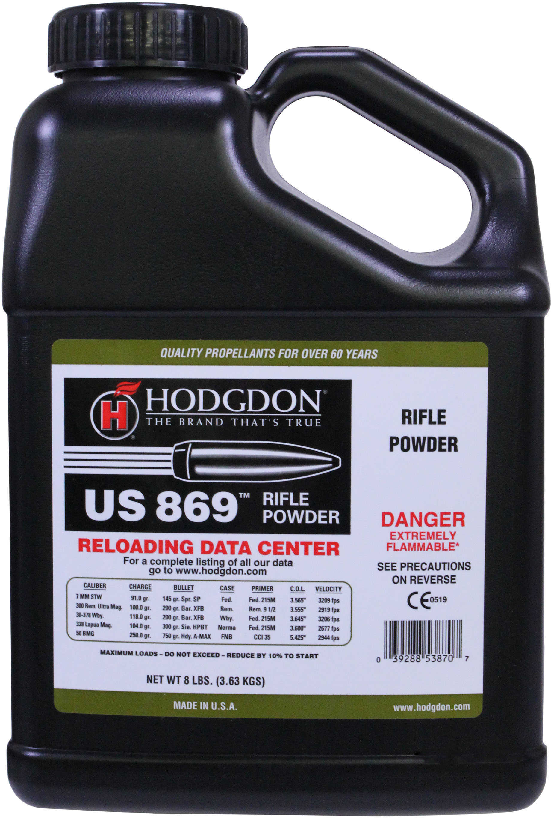 Hodgdon Powder US869 Smokeless 8 Lb