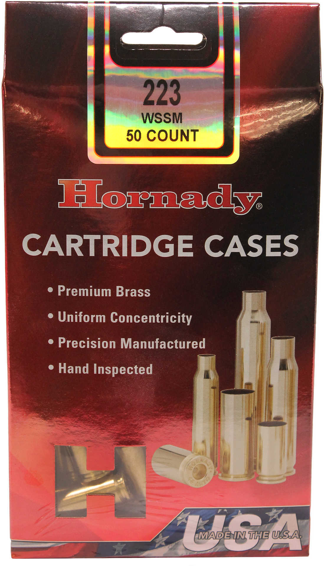 Hornady Unprimed Brass Rifle Cartridge Cases .223 WSSM 50/ct