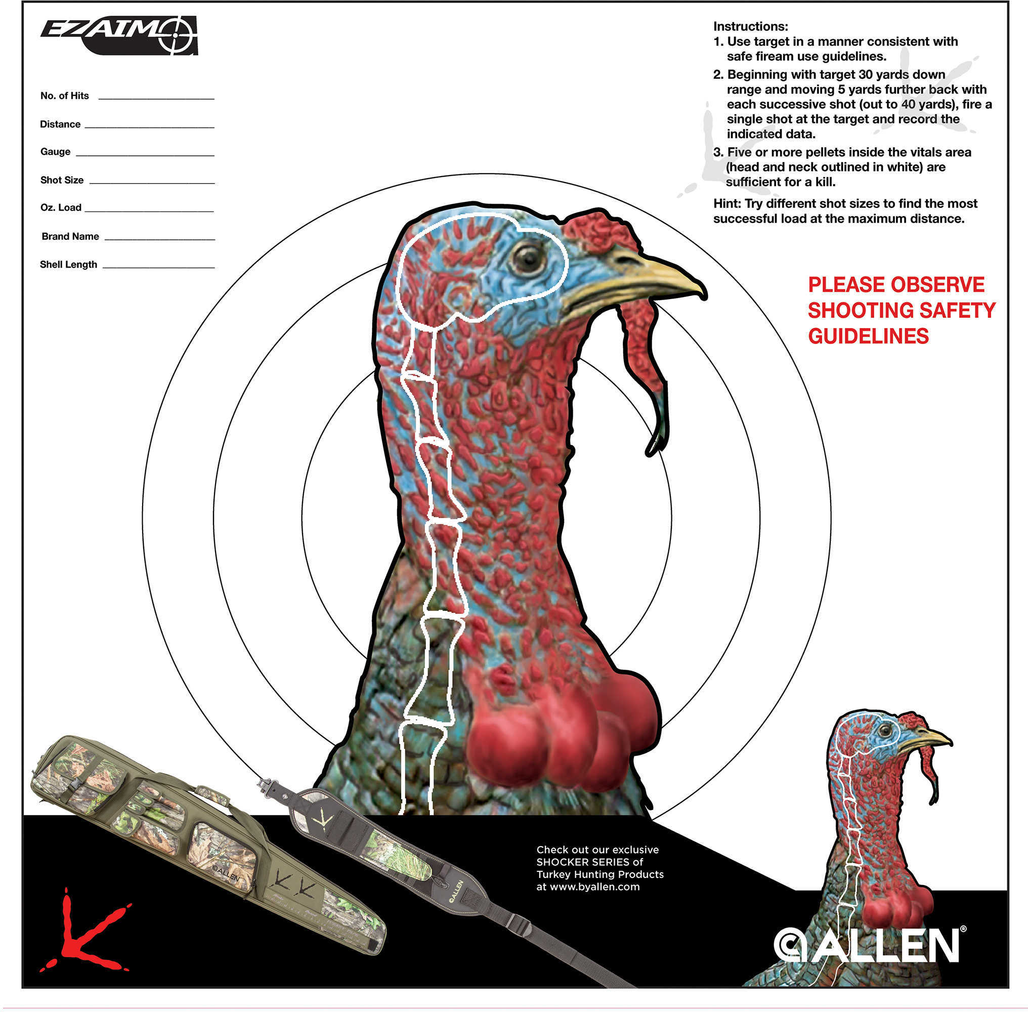 Allen EZ Aim Turkey Target 6-Pk 12"X12"