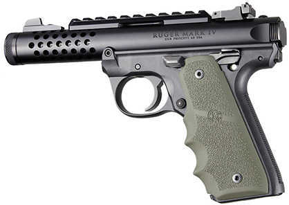 Hogue Rubber Grip with Finger Grooves OD Green Fits Ruger 22/45 MKIV 79081