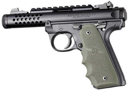 Hogue Rubber Grip with Finger Grooves OD Green Fits Ruger 22/45 MKIV 79081