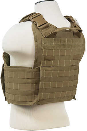 NCSTAR Plate Carrier Vest Nylon Tan Size Medium-2XL Fully Adjustable PALS/ MOLLE Webbing Compatible with 10" x 12" Hard