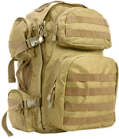 NCSTAR Tactical Backpack 18" x 12" x 6" Main Compartment Nylon Tan Adjustable Shoulder Straps Exterior PALS/ MOLLE Webbi