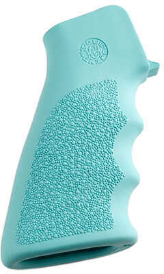 Hogue 15015 Rubber Grip with Finger Grooves AR-15 Textured Aqua Blue