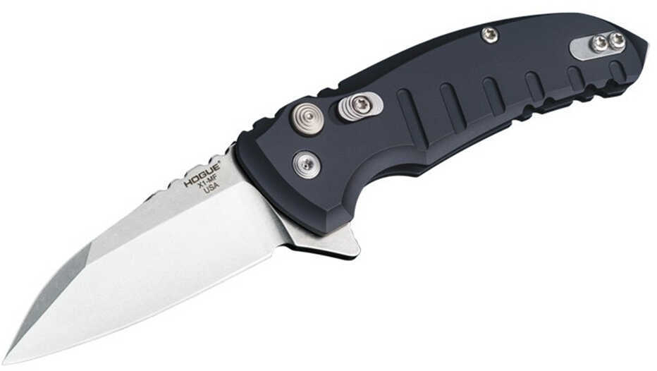 Hogue 24160 X1 Microflip 2.75" CPM154 Stainless Steel Wharncliffe 6061-T6 Anodized Aluminum Black
