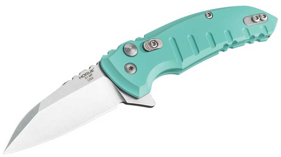 Hogue 24163 X1 Microflip 2.75" CPM154 Stainless Steel Wharncliffe 6061-T6 Anodized Aluminum Aquamarine