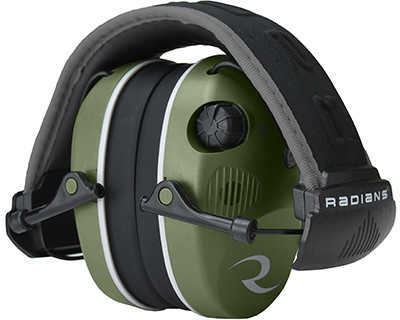 Radians Quad Mic Electronic Earmuff 3.5mm Stereo Jack - 24NRR Military Green/Black