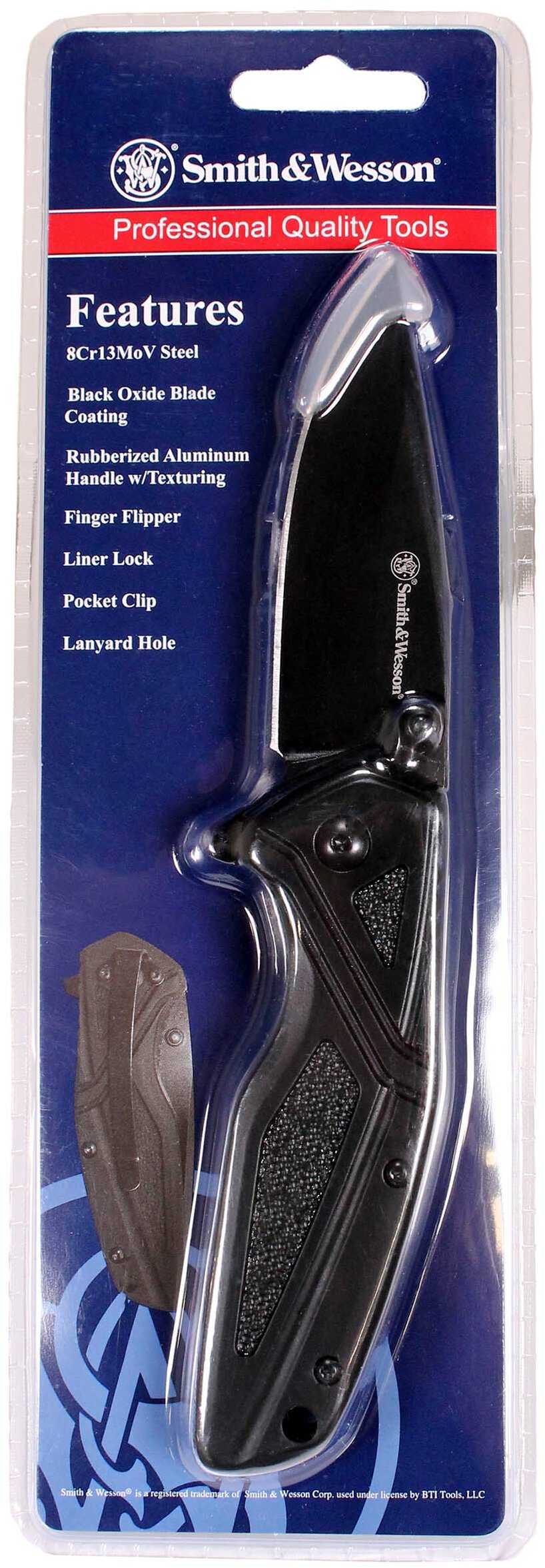 S&W Knife Black Rubber 3" Oxide Blade W/Clip-img-1