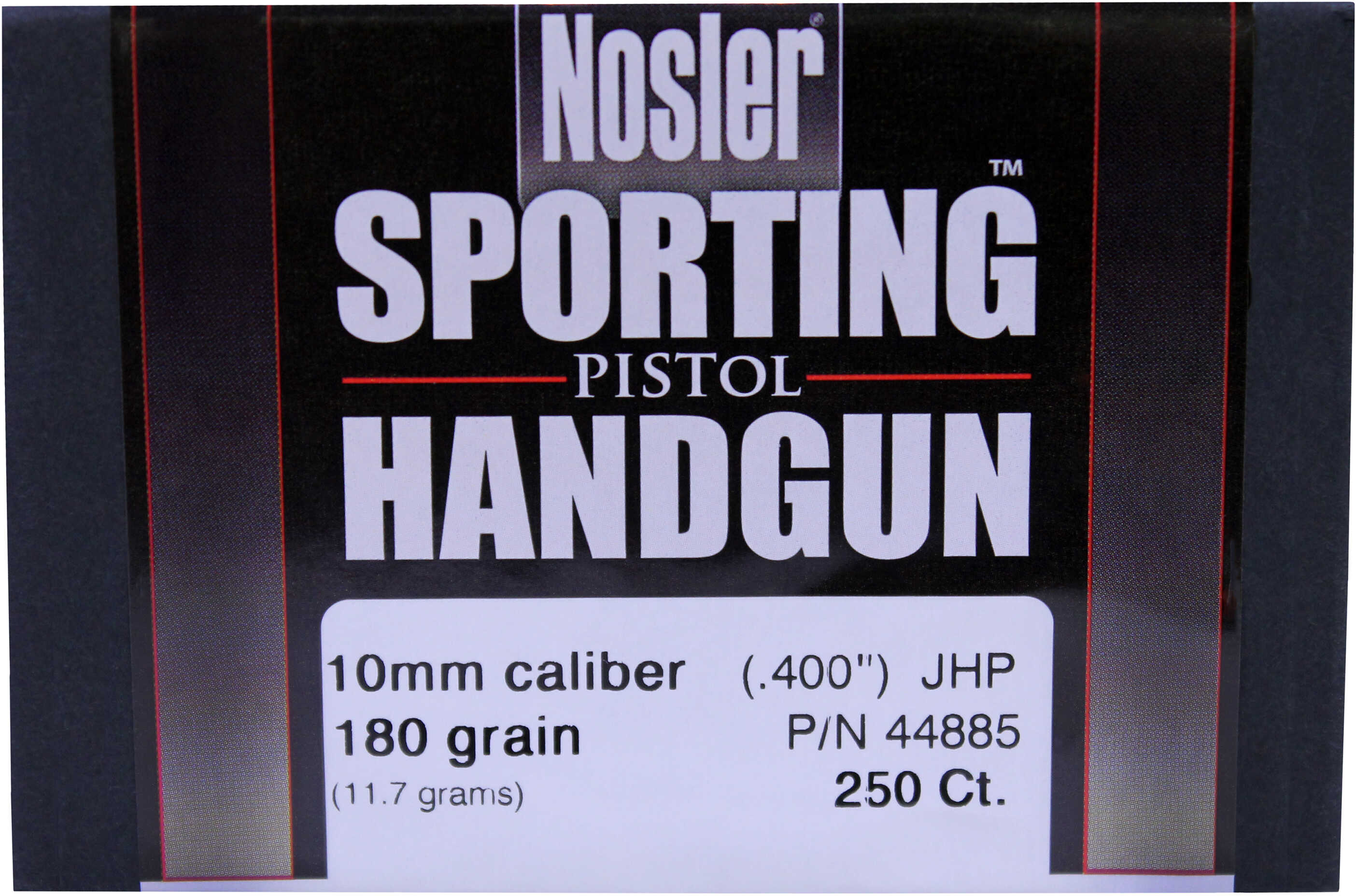 Nosler Sporting Pistol Bullets 10mm (.400) 180 Grains JHP 250/Box