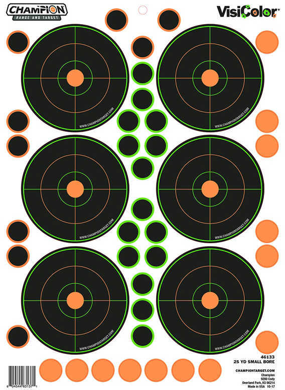 Champion Targets 46133 VisiColor Self-Adhesive Paper 8.5" x 11.5" Circle Orange/Black 5 Pack