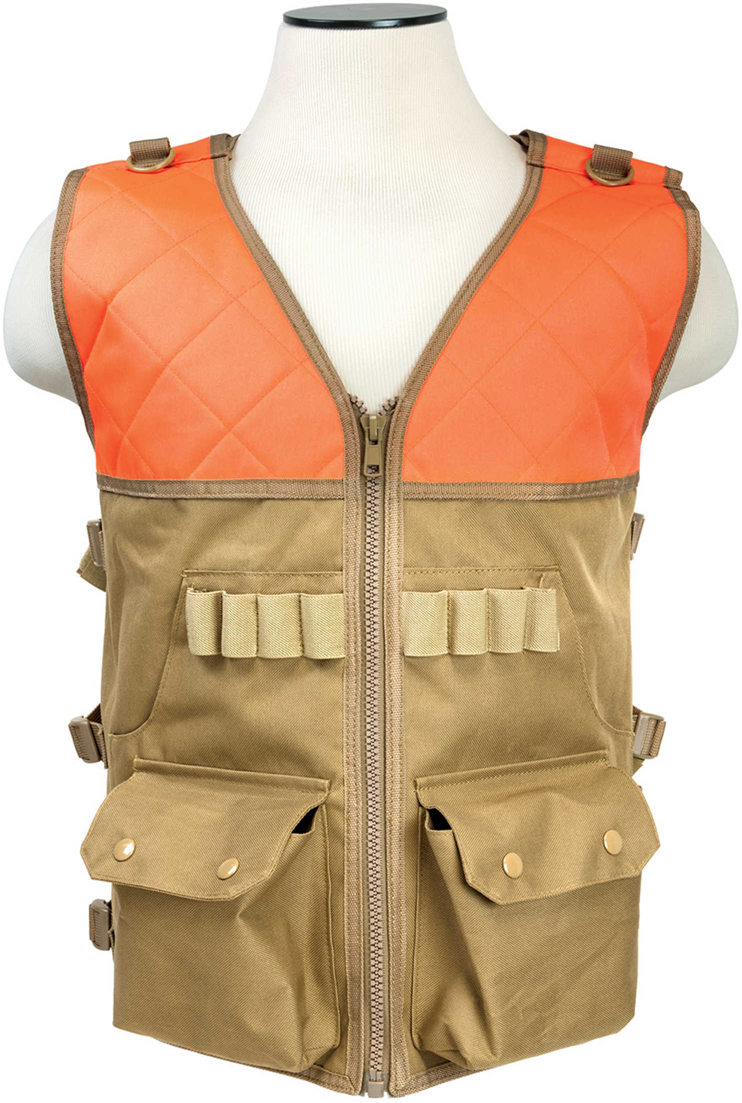 NCSTAR Hunting Vest Blaze Orange Shotshell Elastic Loops Large Game Pouch (2) Main Front Pockets Adjustable Side