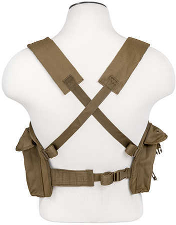 NCSTAR AK Chest Rig Tan Holds (6) AK Magazines Nylon Also includes One Belly Pouch for Additional Equipment and Two Gear