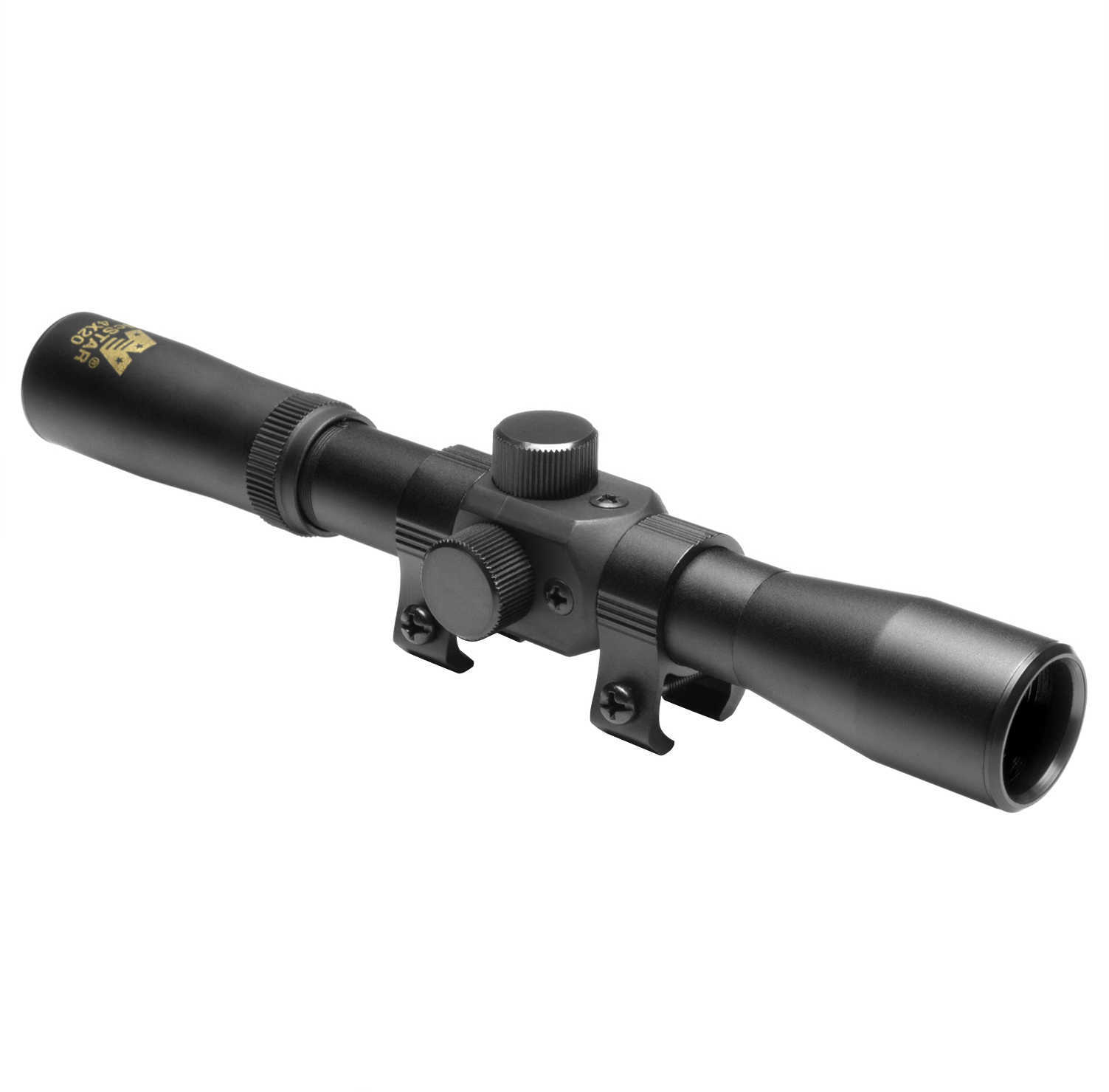 NCSTAR Compact Air Gun Scope 4X Magnification 20mm Objective Lens Plex Reticle Black Weighs 3.35oz SCA420B