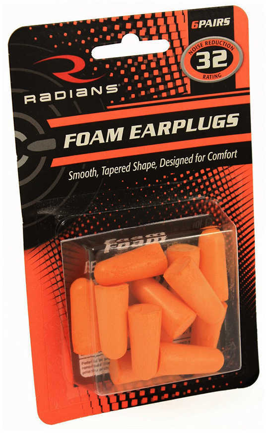 Radians Resistor 32 Foam Ear Plugs Uncorded Orange 6 pk. Model: FP8000BP