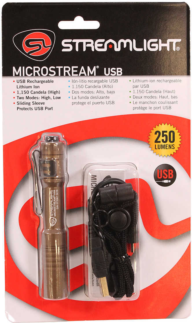 Streamlight Microstream USB Flashlight Coyote 250 Lumens Model: 66608