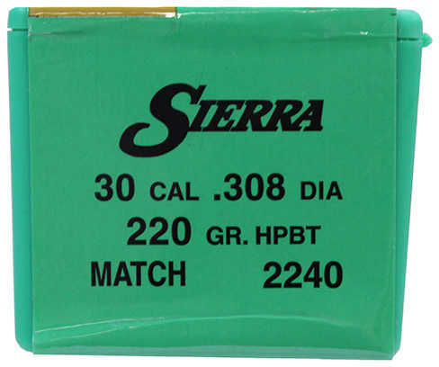 Sierra 30 Caliber .308 Diameter 220 Grain HP Boat Tail Matchking 100 Count