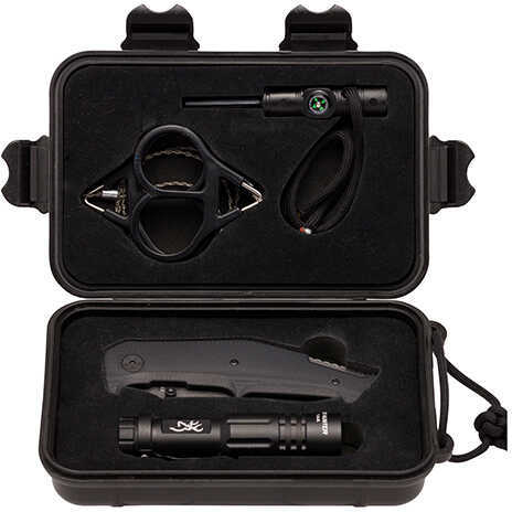 Browning 3220288 Outdoorsman Survival Kit 3.5" Stainless Steel Black G10 50 Lumens