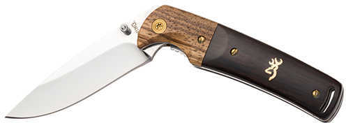 Browning 3220231 Buckmark Hunter EDC 3" Folding Drop Point, Plain Mirror Polished 8Cr14MoV SS Blade, Black/Natural Finge
