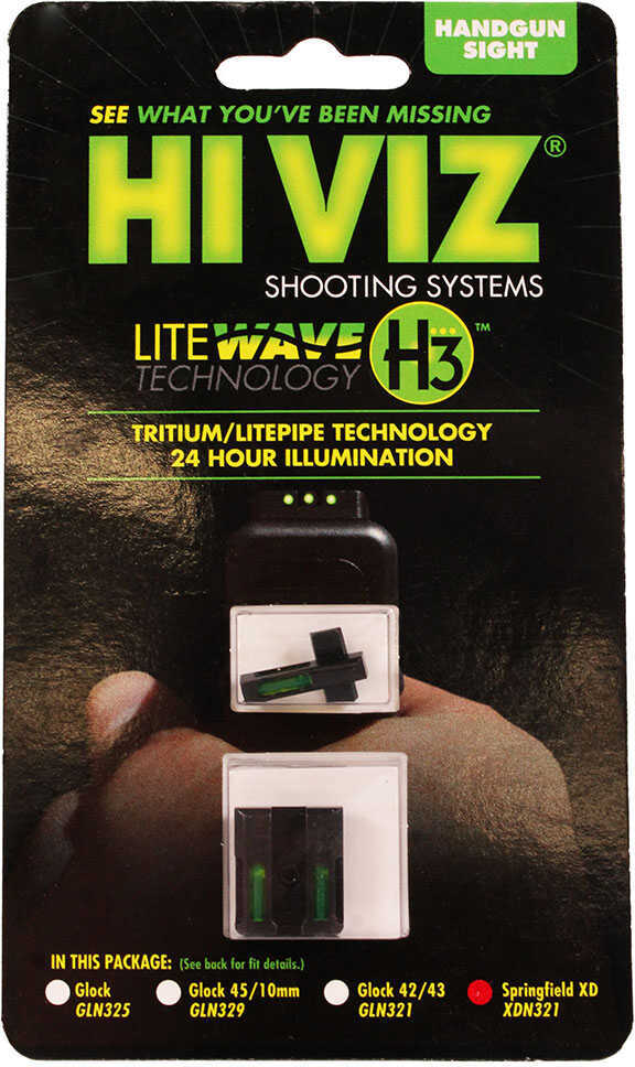 LITEWAVE H3 Tritium White Ring Front Sight Set W/ Green LITEPIPES