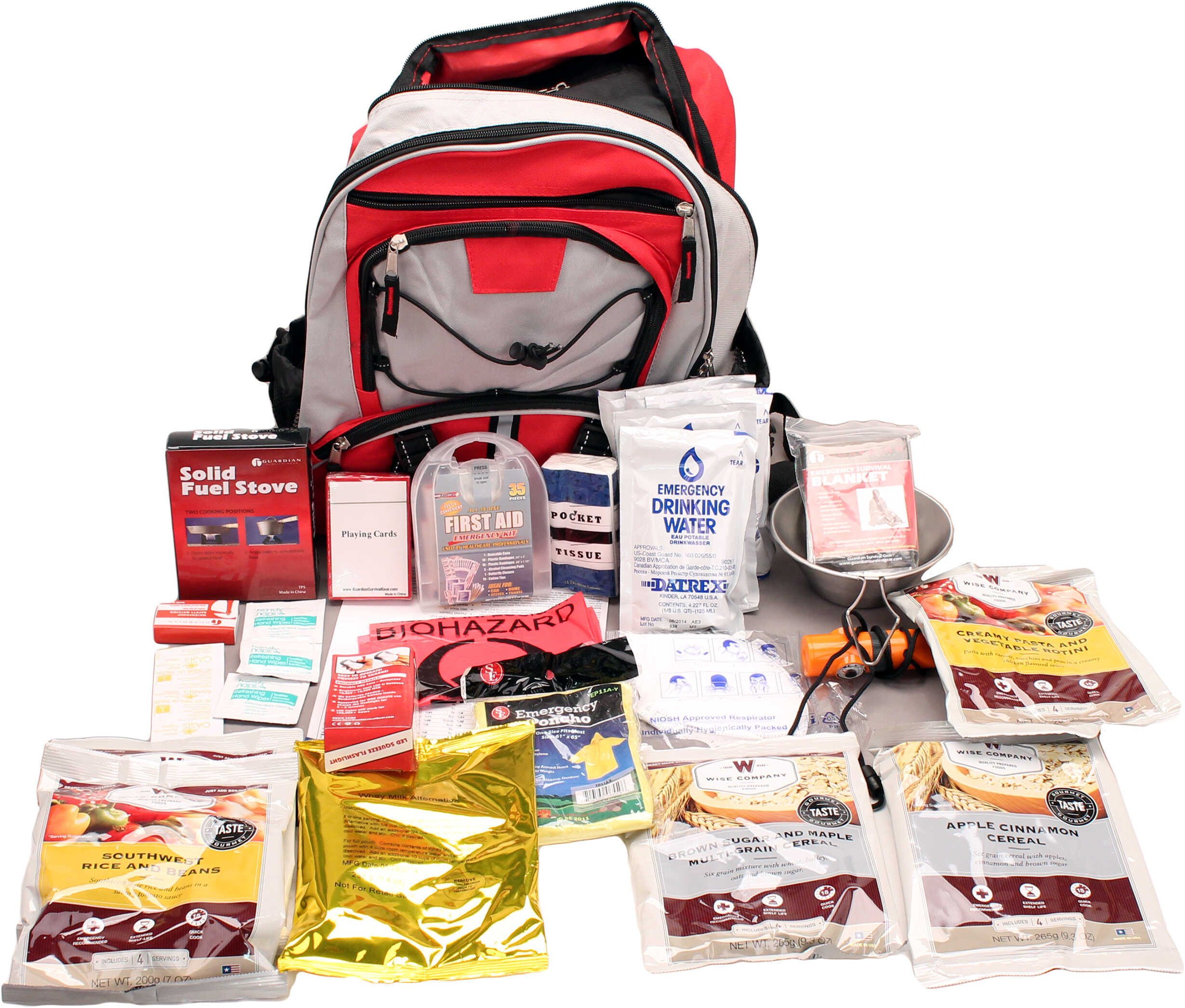 Wise Five Day Emergency Survival Kit Backpack For One Person-32 Servings Red