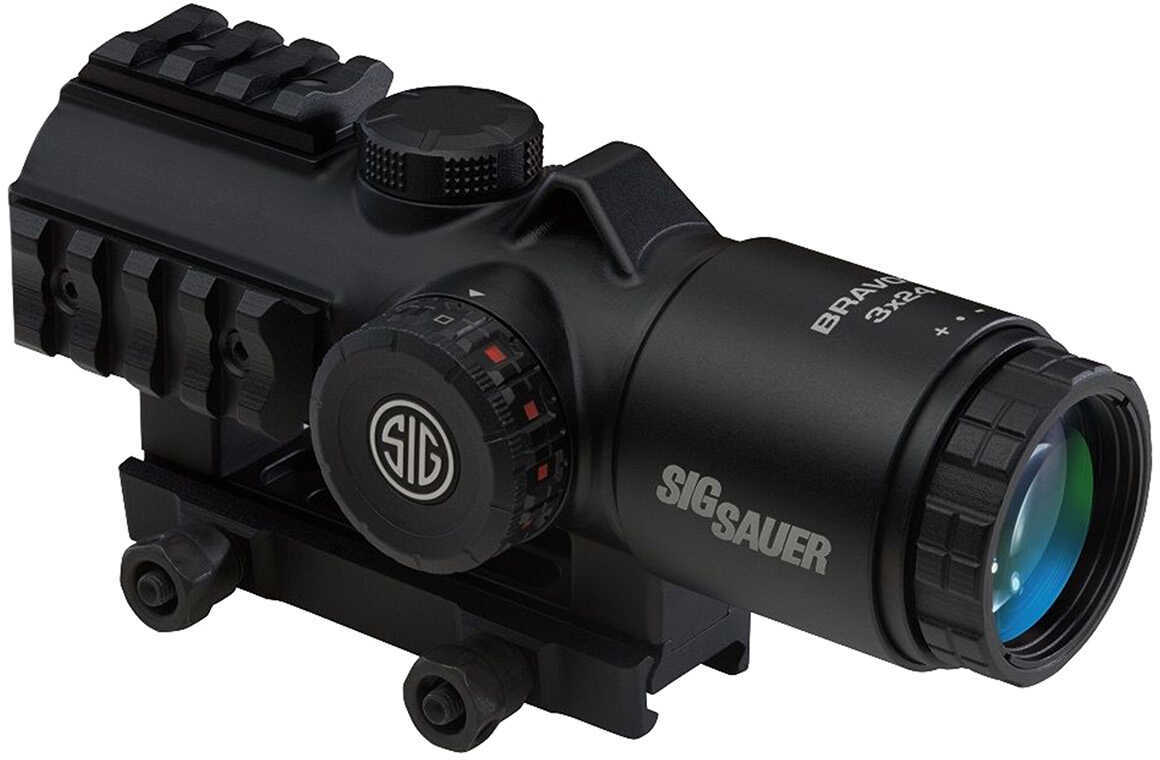 Sig Sauer Electro-Optics Sob33101 Bravo3 3X 24mm Obj Illuminated Horseshoe Dot 5.56/7.62 Black Finish