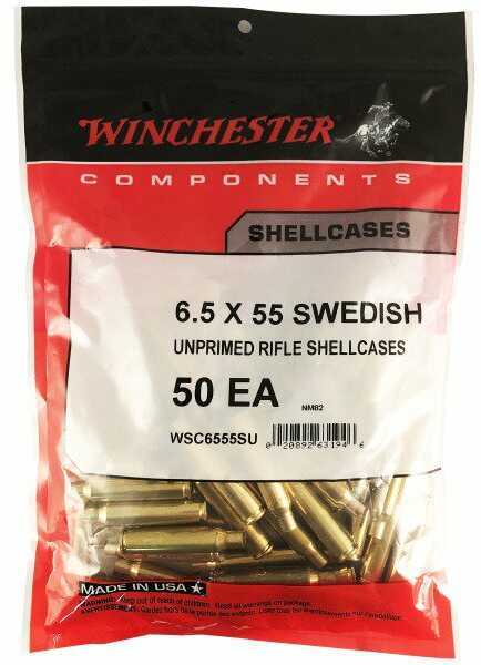Winchester New Unprimed Brass 6.5X55 Swedish 50 per bag
