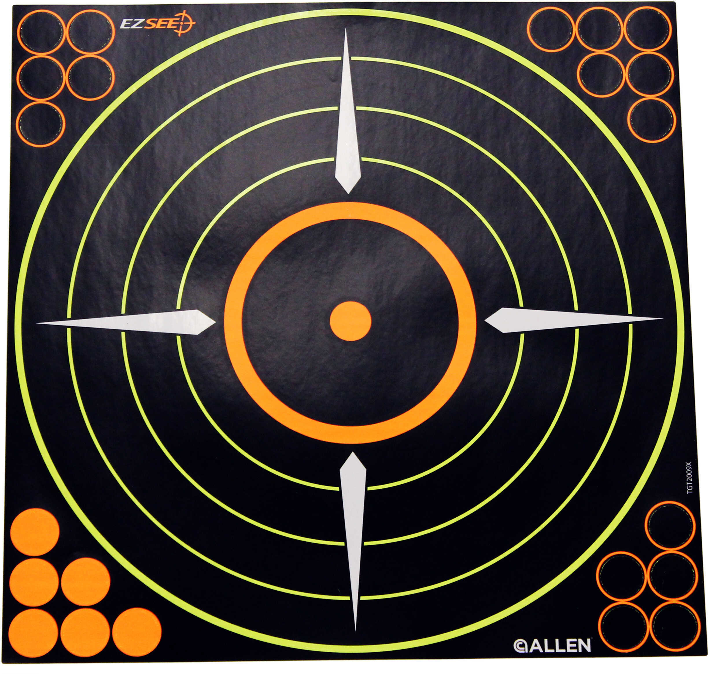 Allen 15222 EZ Aim Self-Adhesive Black/Orange/White/Yellow Bullseye 12" X 12" 5 Pack