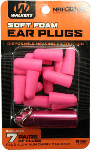 Walkers GWPPLGCANPK Foam Ear Plugs 32 Db Pink With Canister