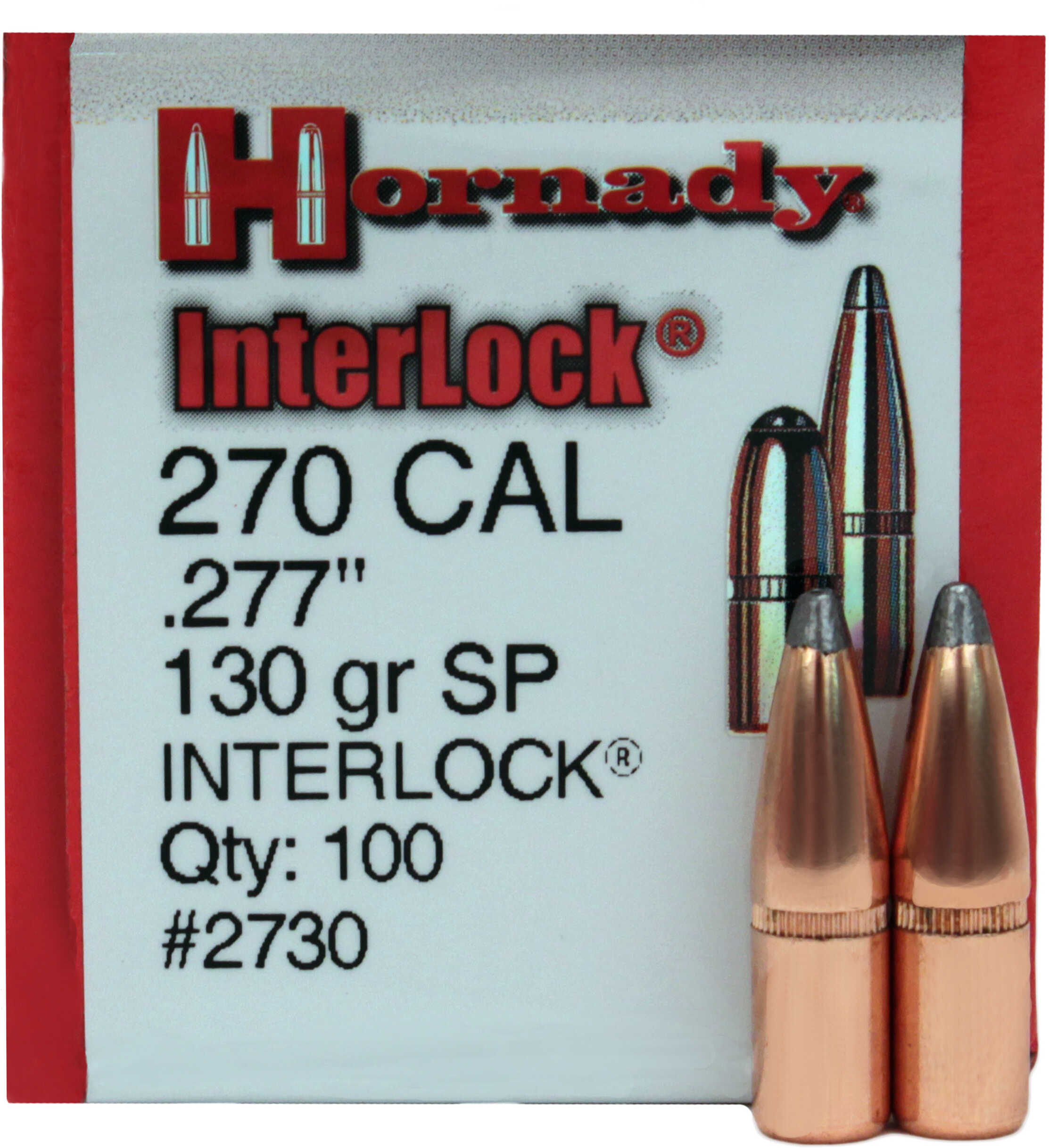 Hornady Interlock Bullets .270 Cal .277" 130 Gr SP 100/ct