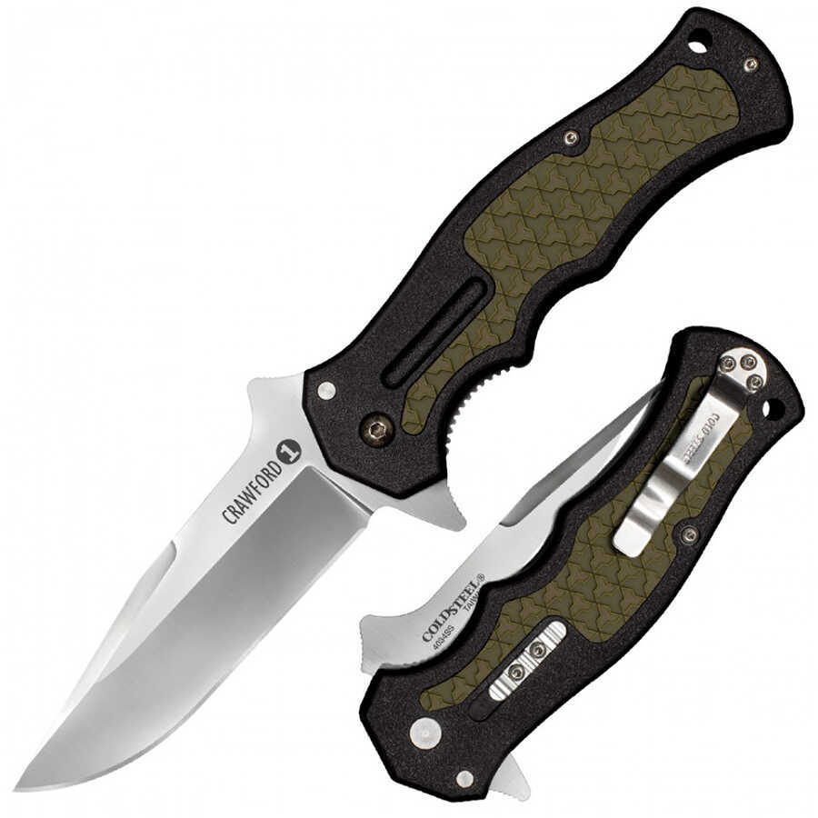 Cold Steel Cs-20MWC Crawford 1 3.50" Folding Plain 4034 Stainless Blade Zy-Ex Black/OD Green Handle