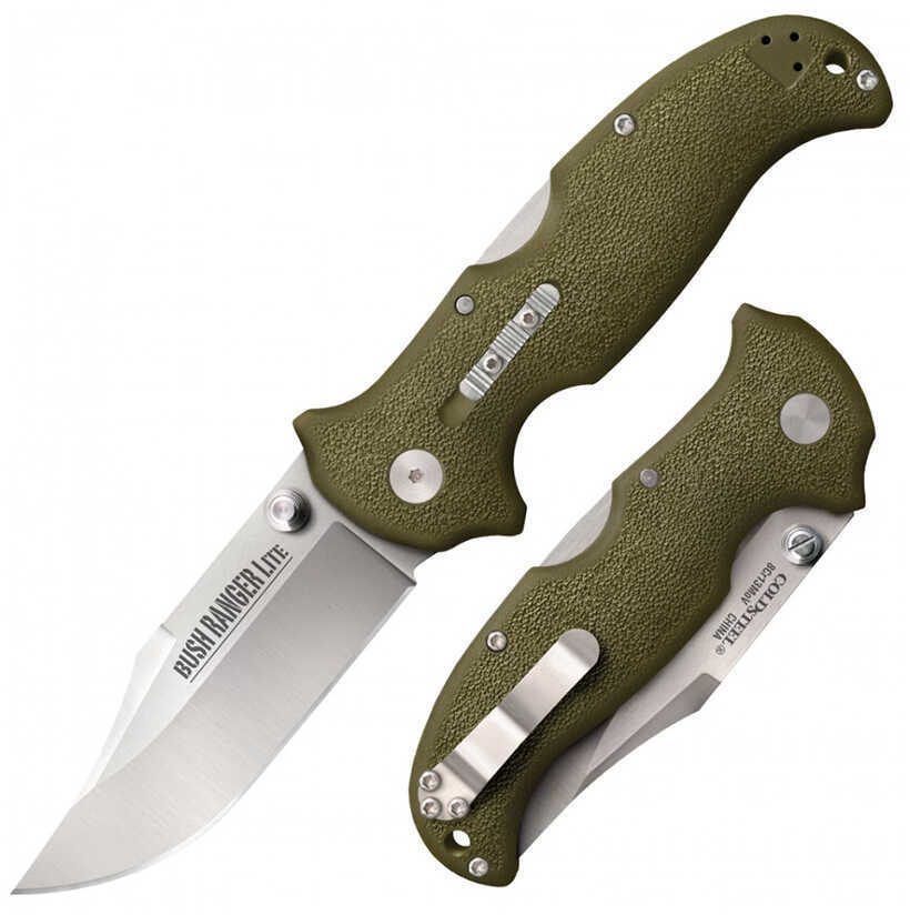 Cold Steel Bush Ranger Lite Rocker Lock Knife  - 3-1/2" Satin Blade OD Green GFN
