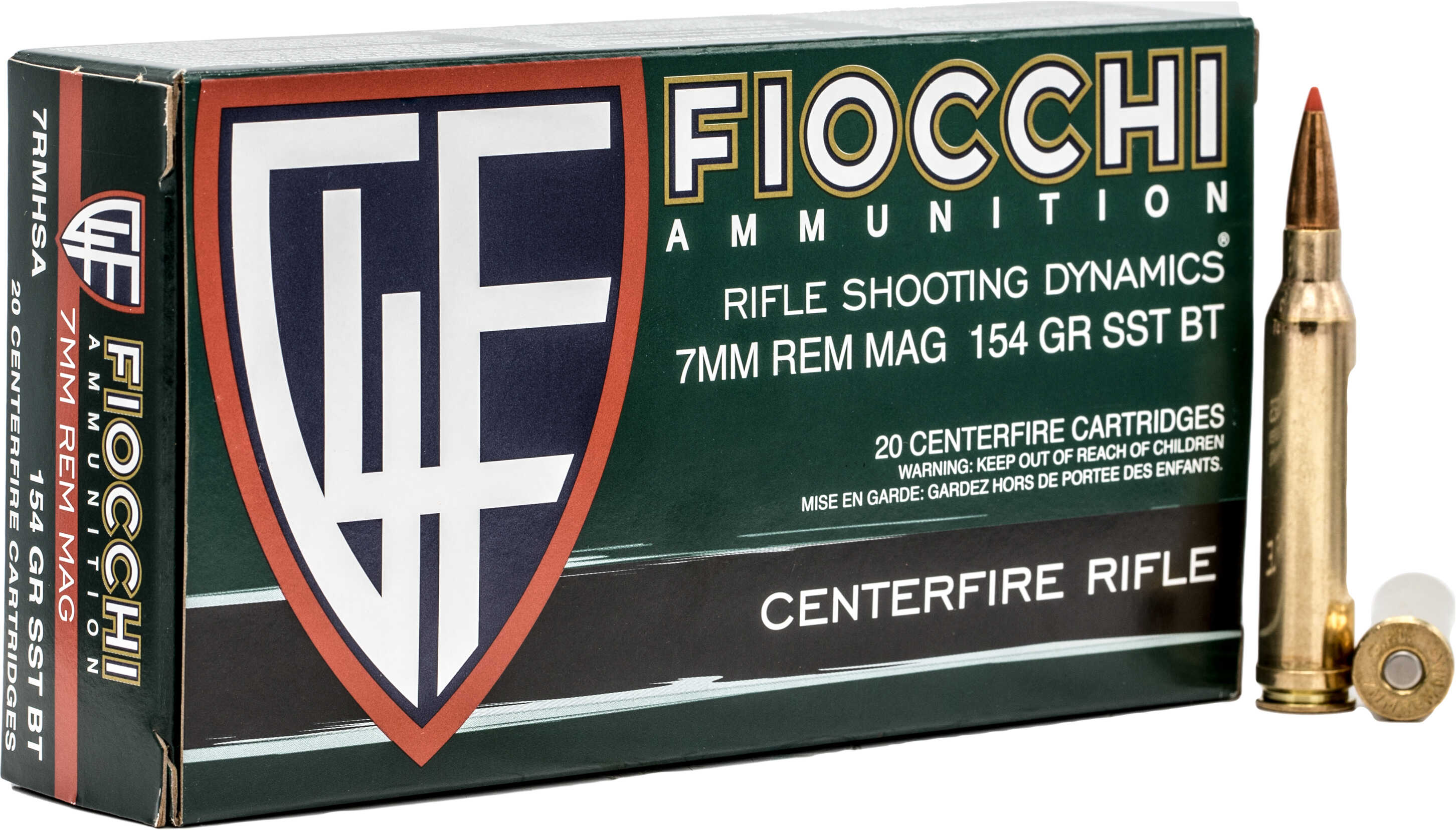 Fiocchi Hyperformance Hunt Rifle Ammo 7mm Rem. Mag. 154 gr. SST 20 rd. Model: 7RMHSA