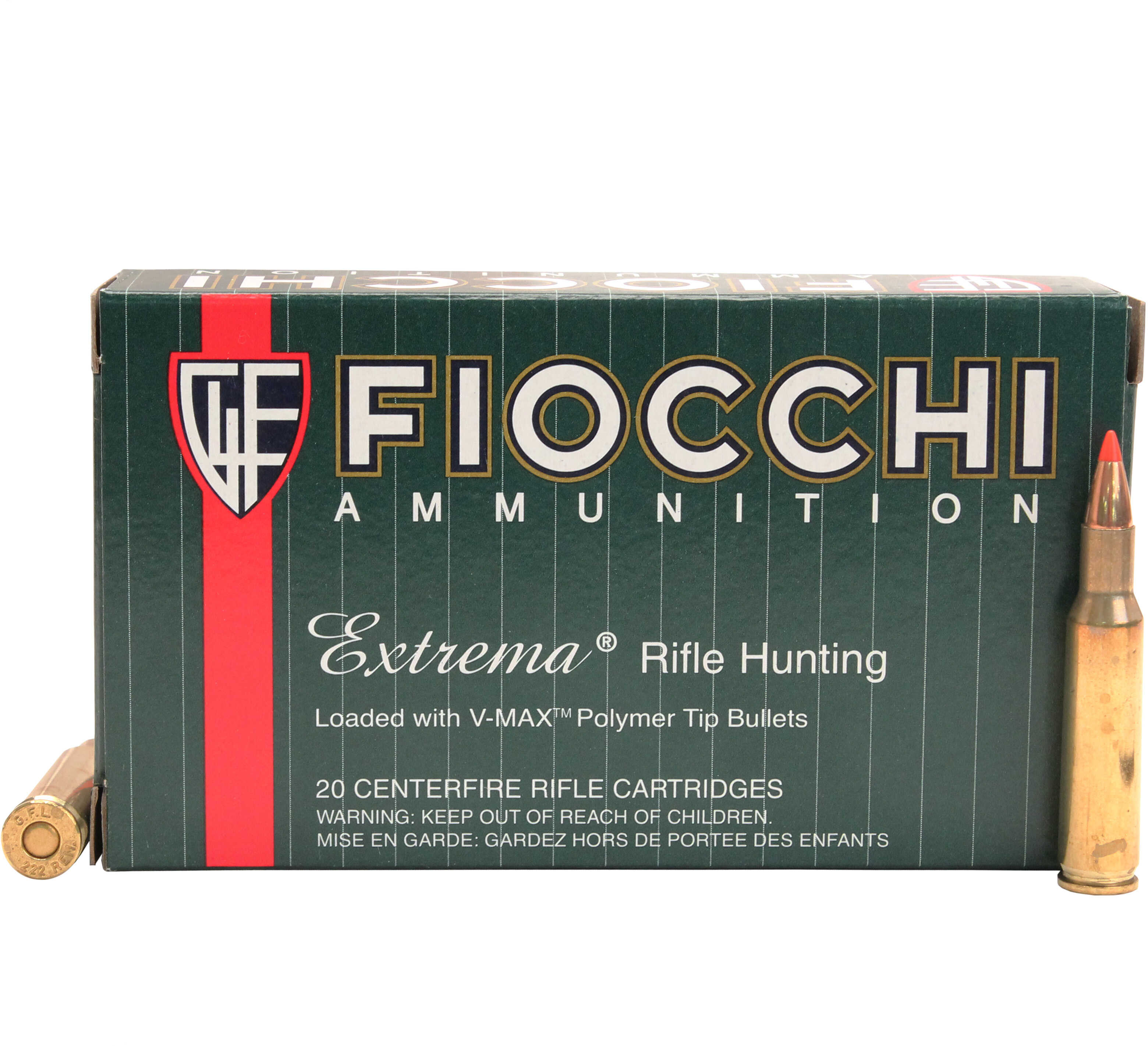 .222 Rem 50 Grain V-Max 20 Rounds Fiocchi Ammunition 222 Remington