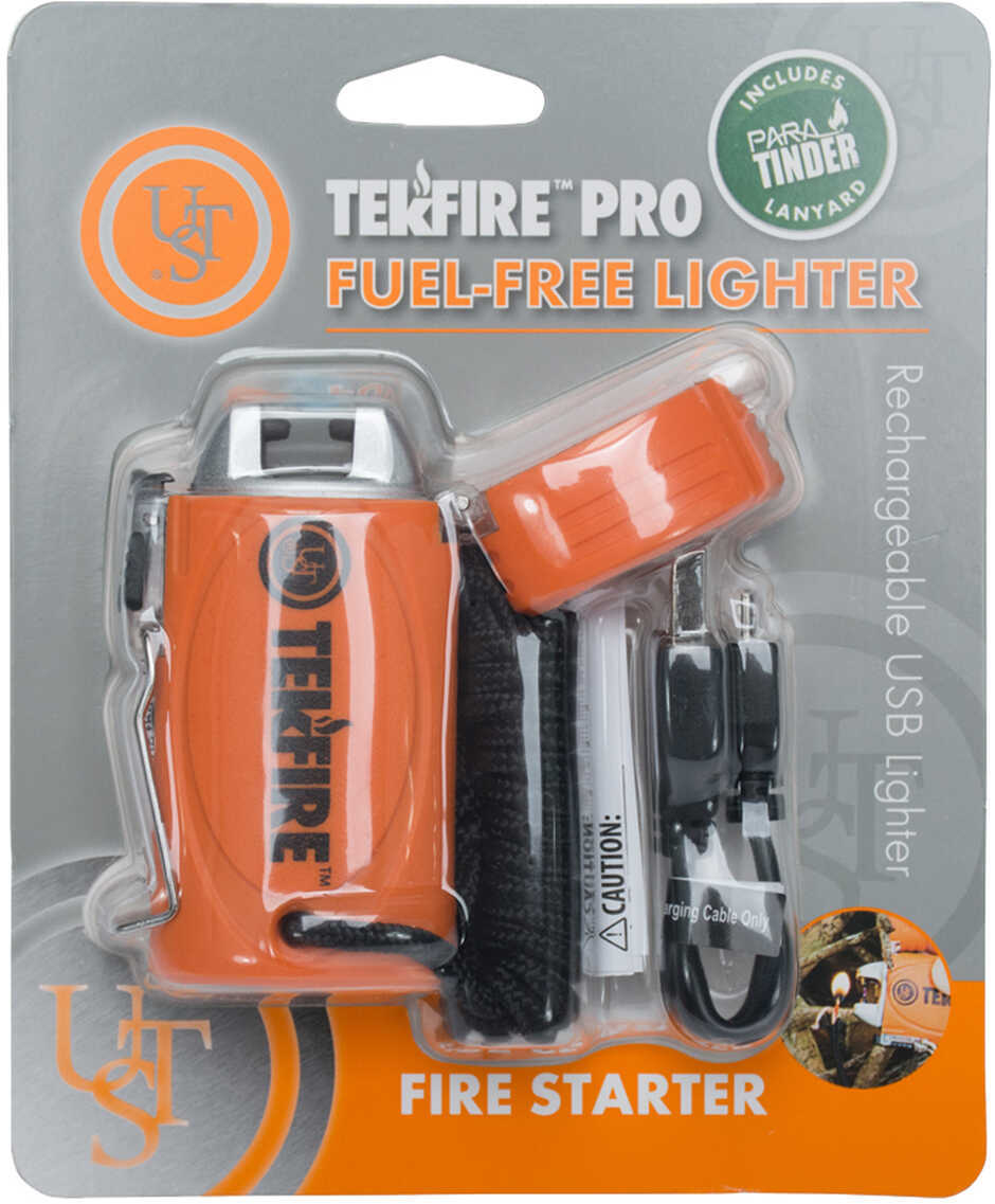 UST - Ultimate Survival Technologies Tekfire Pro Fuel-Free Lighter Orange 3"x1.5"x0.8" ParaTinder Utility Cord Included