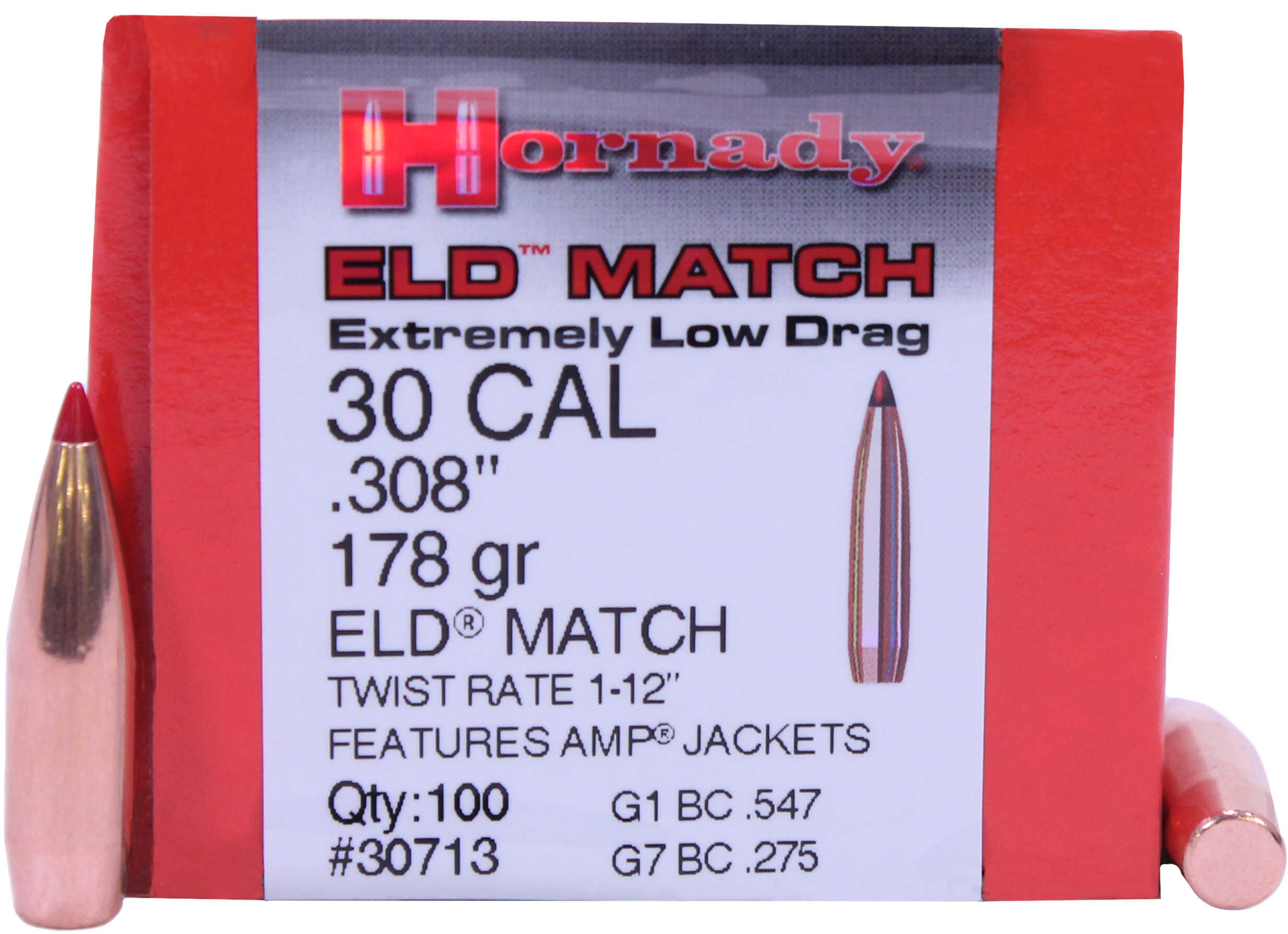 Hornady 30713 ELD Match 30 Caliber .308 178 GR 100 Box
